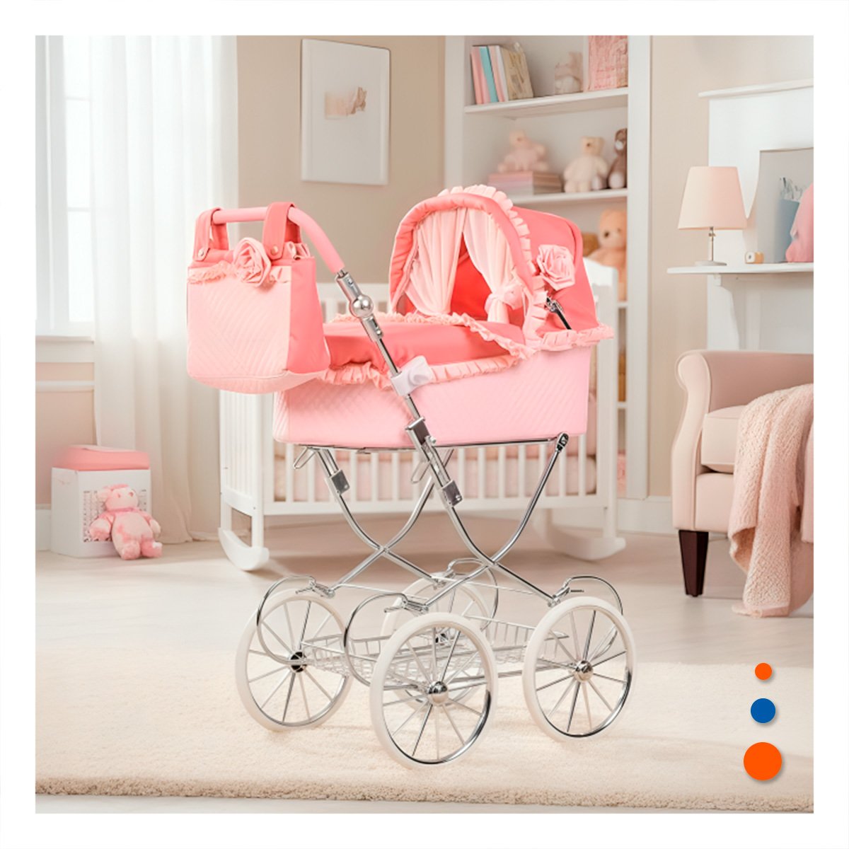 PASEADOR DE MUNECA CLASICO ESPANOL ROSADO 78X41.5X95CM USO DIARIO Y+LIGAS REGALO - 1