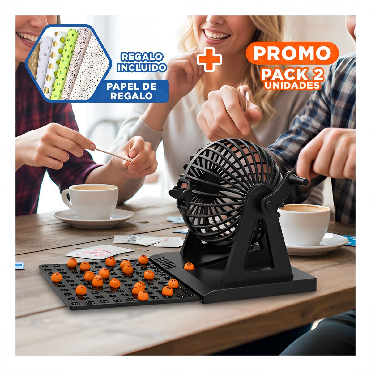 PACK2 TABLERO LOTTO MEDIANO EN EMPAQUE ROJO NEGRO PARA JUEGO CLASICO Y+PAPEL REGALO - 1