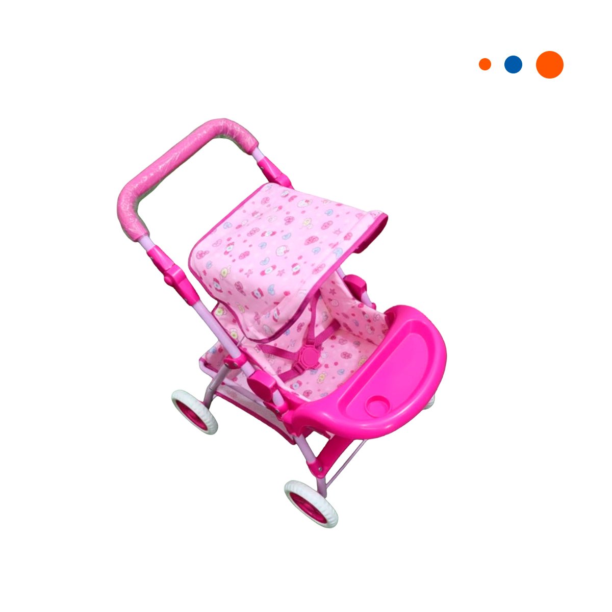 CARRO PARA MUÑECA DE JUEGO CON ACABADO COLORIDO CARAMELOS ROSADO 68CM Y+REGALO STICKER - 3