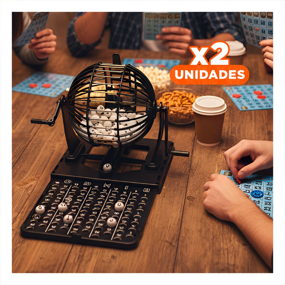 PACK2 ENTRETENIMIENTO FAMILIAR DE BINGO NEO GRANDE PLASTICO Y METAL NEGRO Y+REGALO STICKER - 1