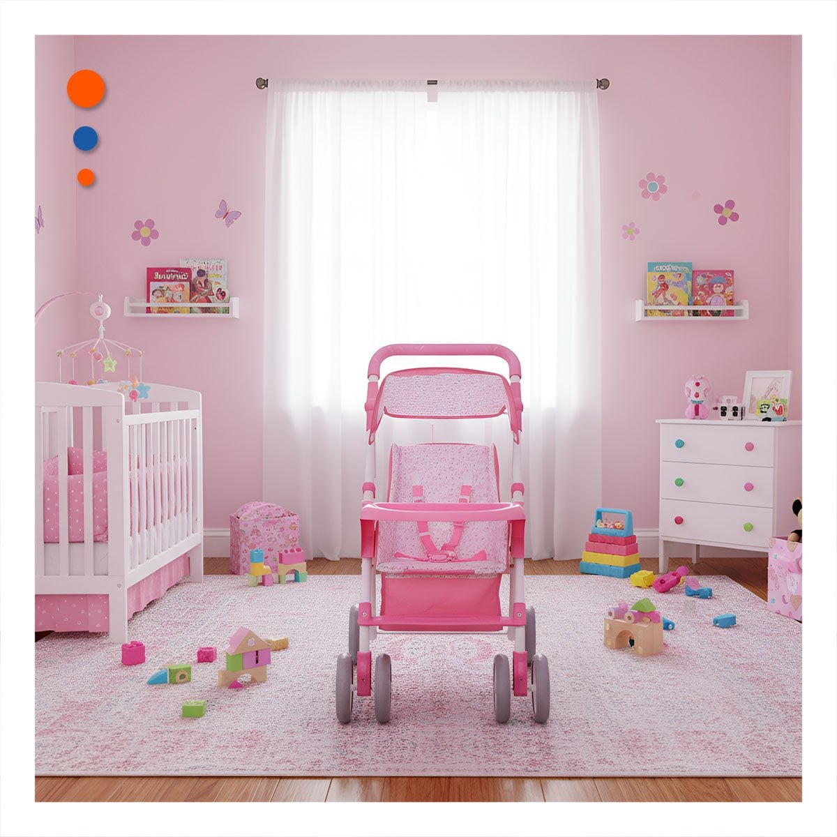 PACK2 ANDADOR PARA BEBE DE JUGUETE CON APARIENCIA FLORAL ROSADO 68CM Y+REGALO STICKER - 3