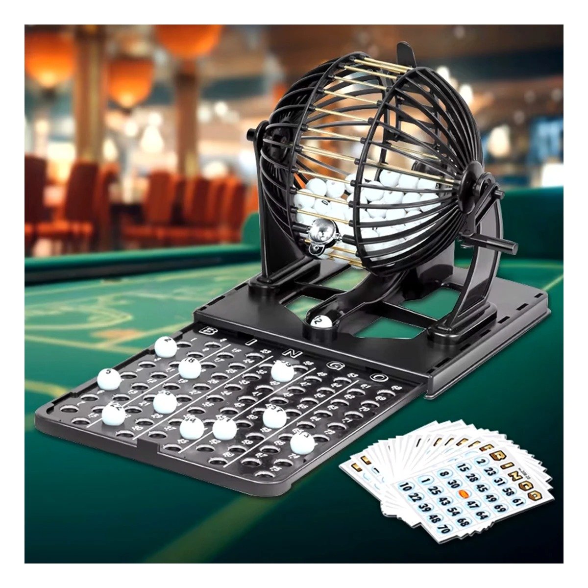 PACK6 DIVERSION NEO GRANDE DE BINGO PLASTICO Y METAL NEGRO PARA REUNIONES FAMILIARES - 2