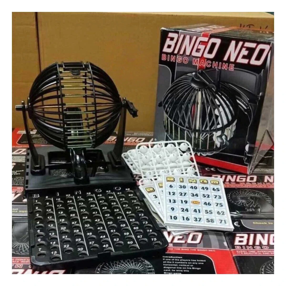 PACK6 DIVERSION NEO GRANDE DE BINGO PLASTICO Y METAL NEGRO PARA REUNIONES FAMILIARES - 3