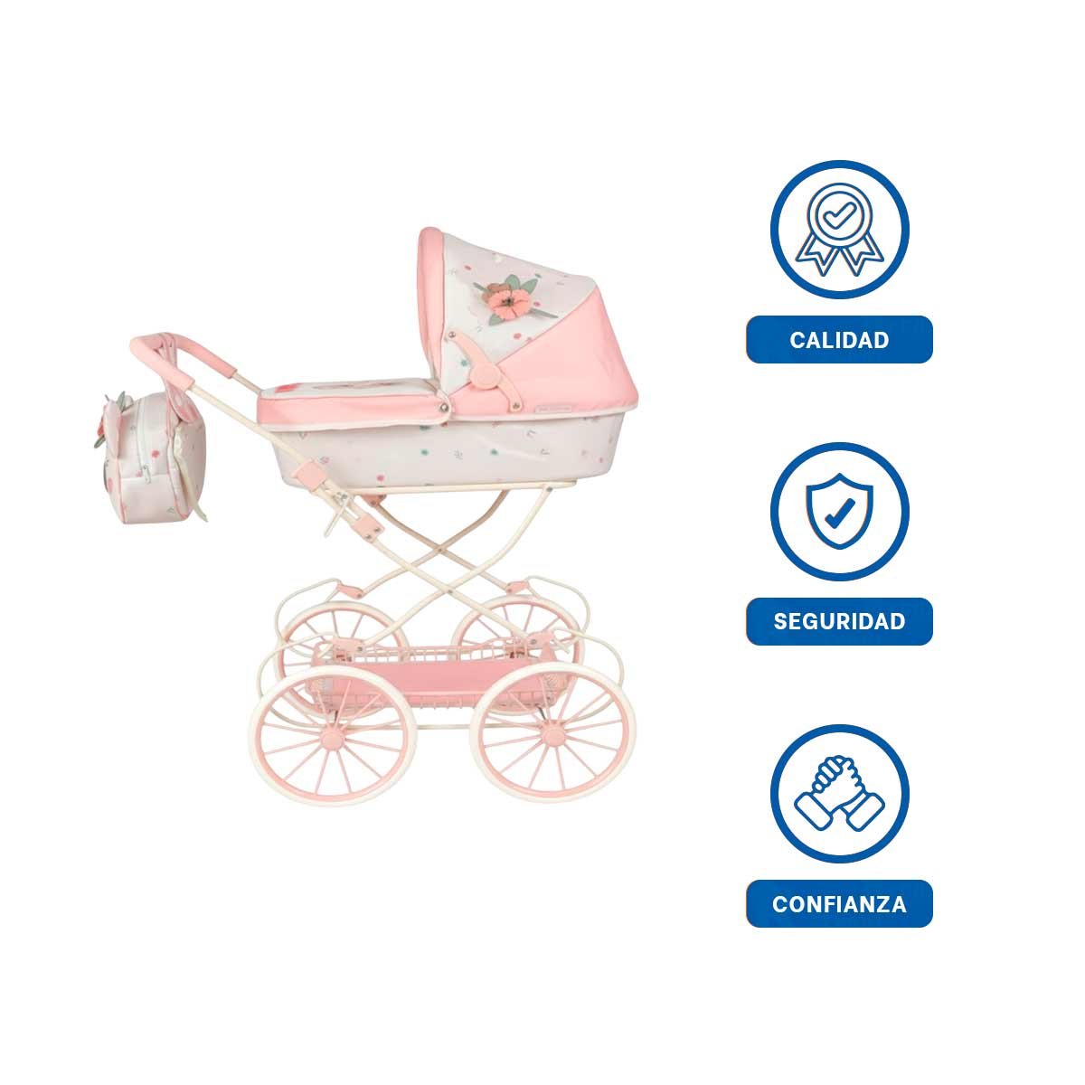 PASEADOR DE MUNECA KOALA 42X80X80CM PLEGABLE PARA JUEGO RECREATIVO ROSADO Y BLANCO - 3