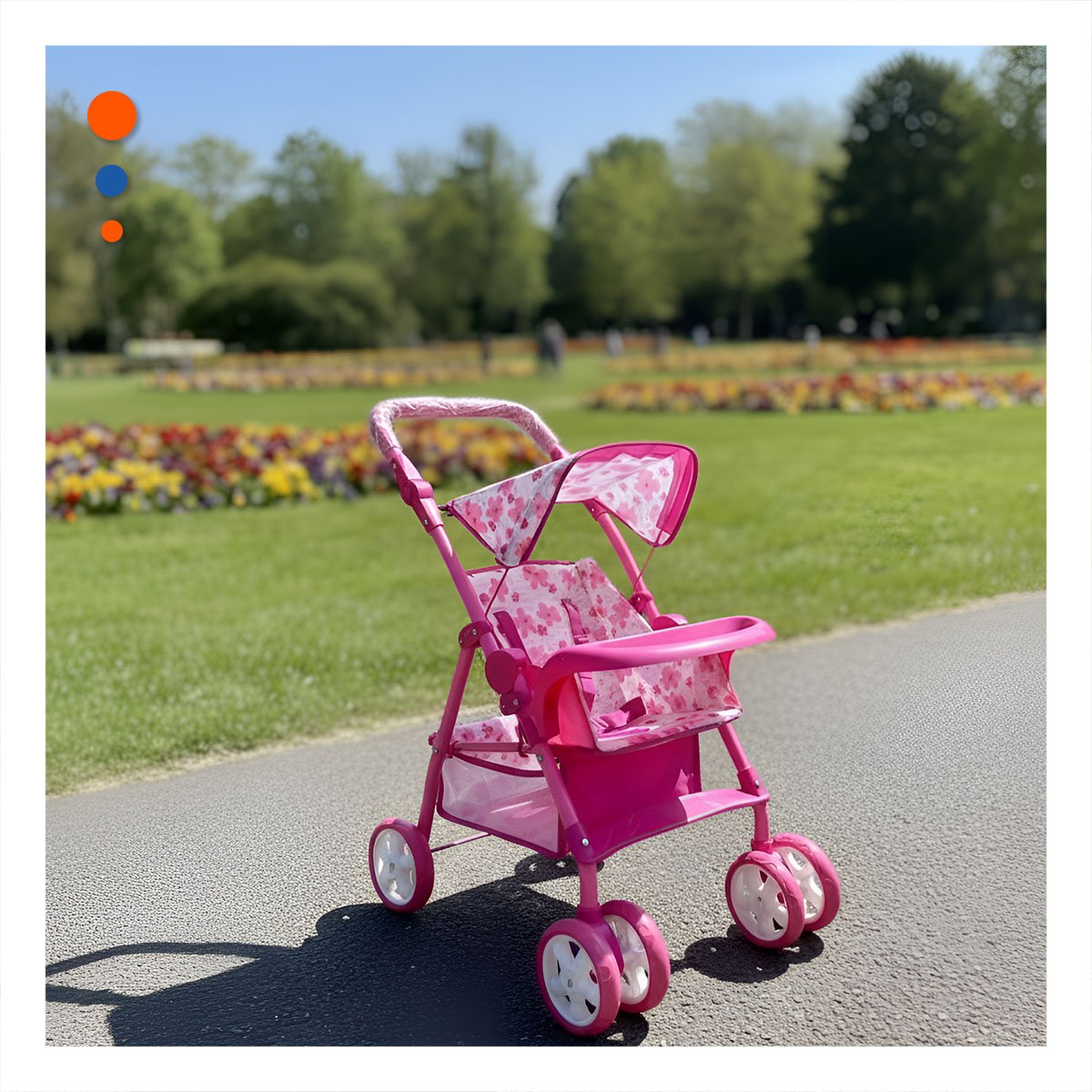PACK2 VEHICULO INFANTIL APARIENCIA SUAVE CON DETALLES FLORALES EN ROSADO 68CM - 2