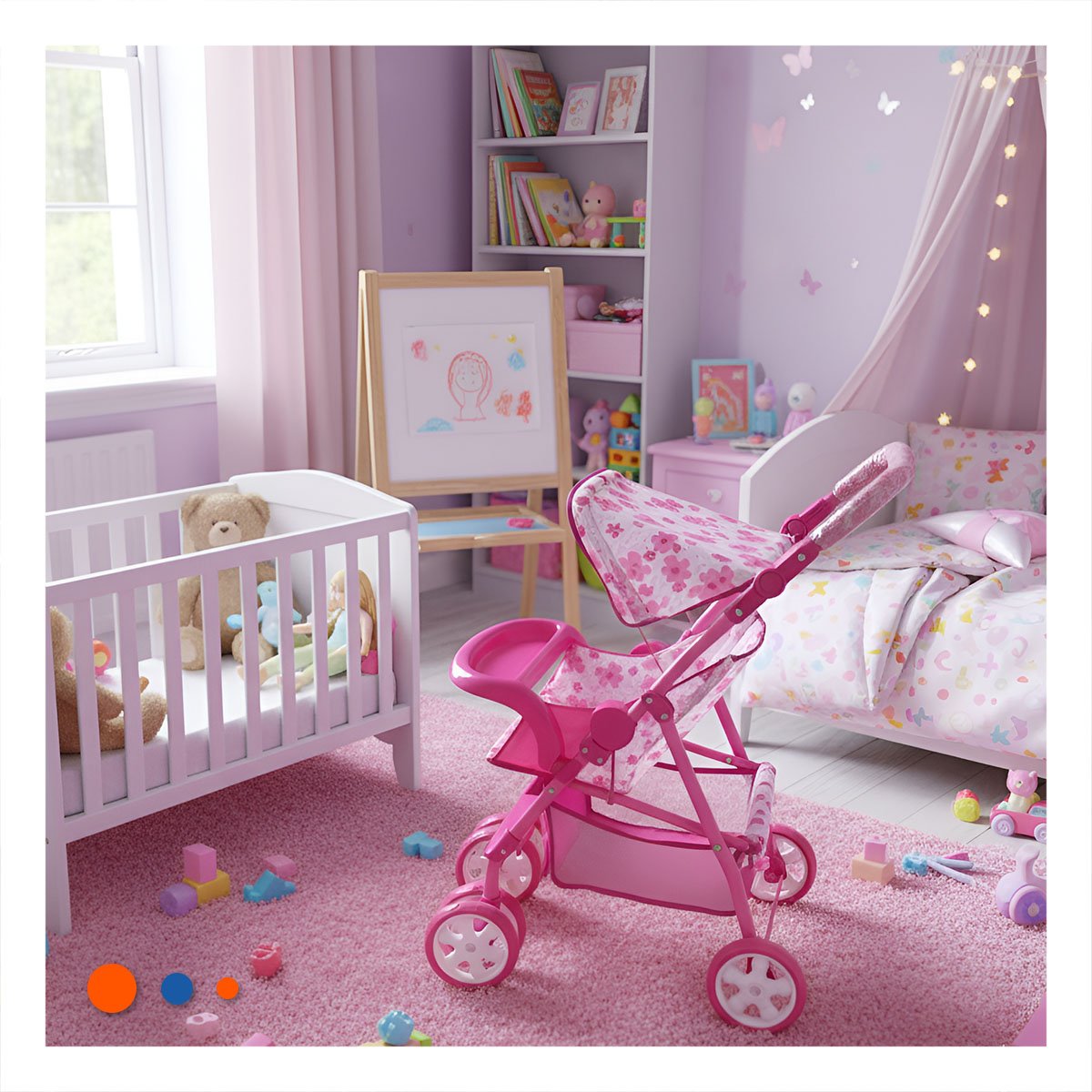 PACK2 VEHICULO INFANTIL APARIENCIA SUAVE CON DETALLES FLORALES EN ROSADO 68CM - 3