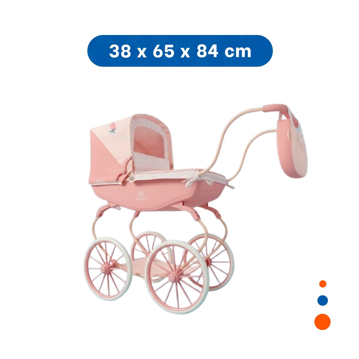 PACK2 CARRO DE MUNECA REBORN VINTAGE TULIPE ROSADO 38X65X84CM ESTILO EUROPEO - 4