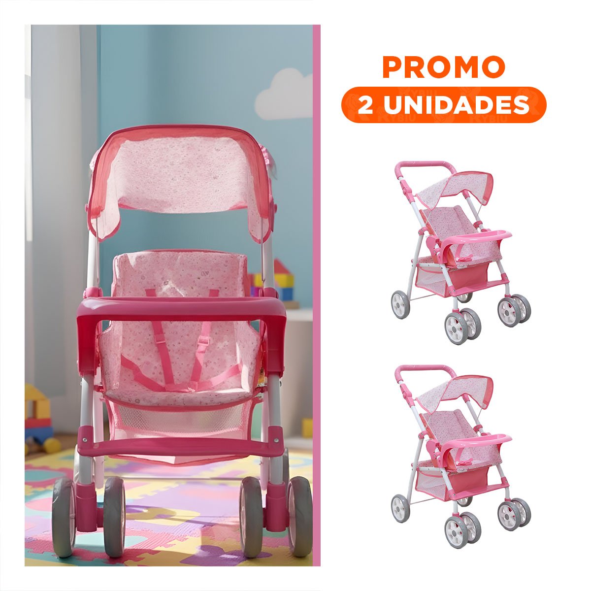 PACK2 TRANSPORTADOR PARA BEBE DE JUGUETE PARA JUEGO CONTINUO EN CASA 68CM - 1
