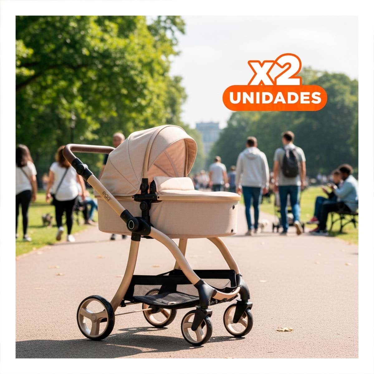 PACK2 ANDADOR INFANTIL PARA MUNECA CAPAZO BEIGE 79X48X84CM CLASICO Y ROL Y+REGALO STICKER - 1