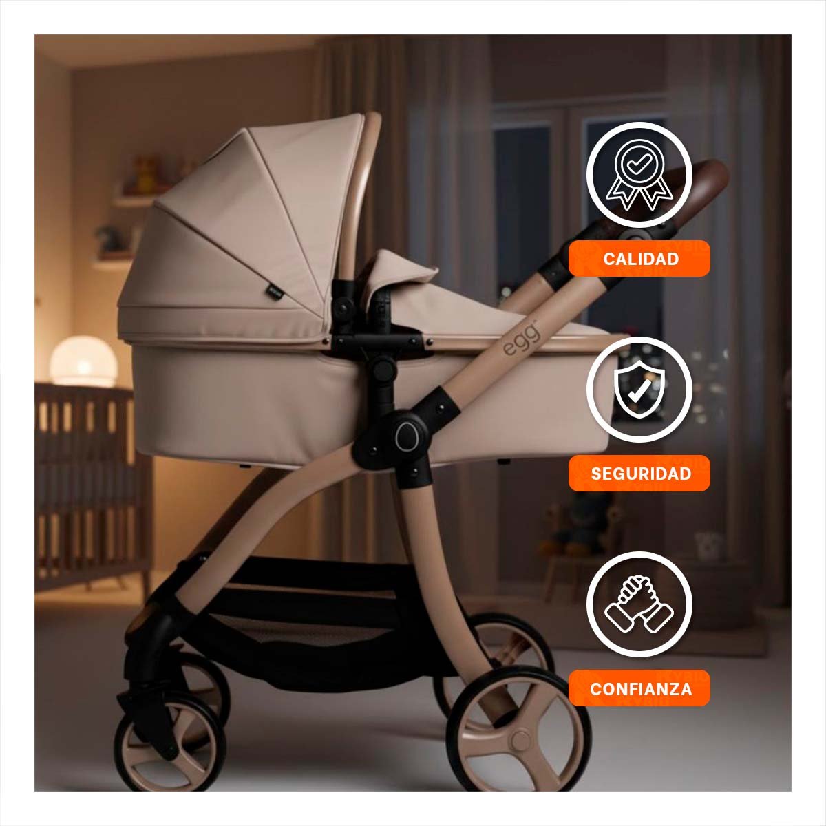 PACK2 ANDADOR INFANTIL PARA MUNECA CAPAZO BEIGE 79X48X84CM CLASICO Y ROL Y+REGALO STICKER - 5