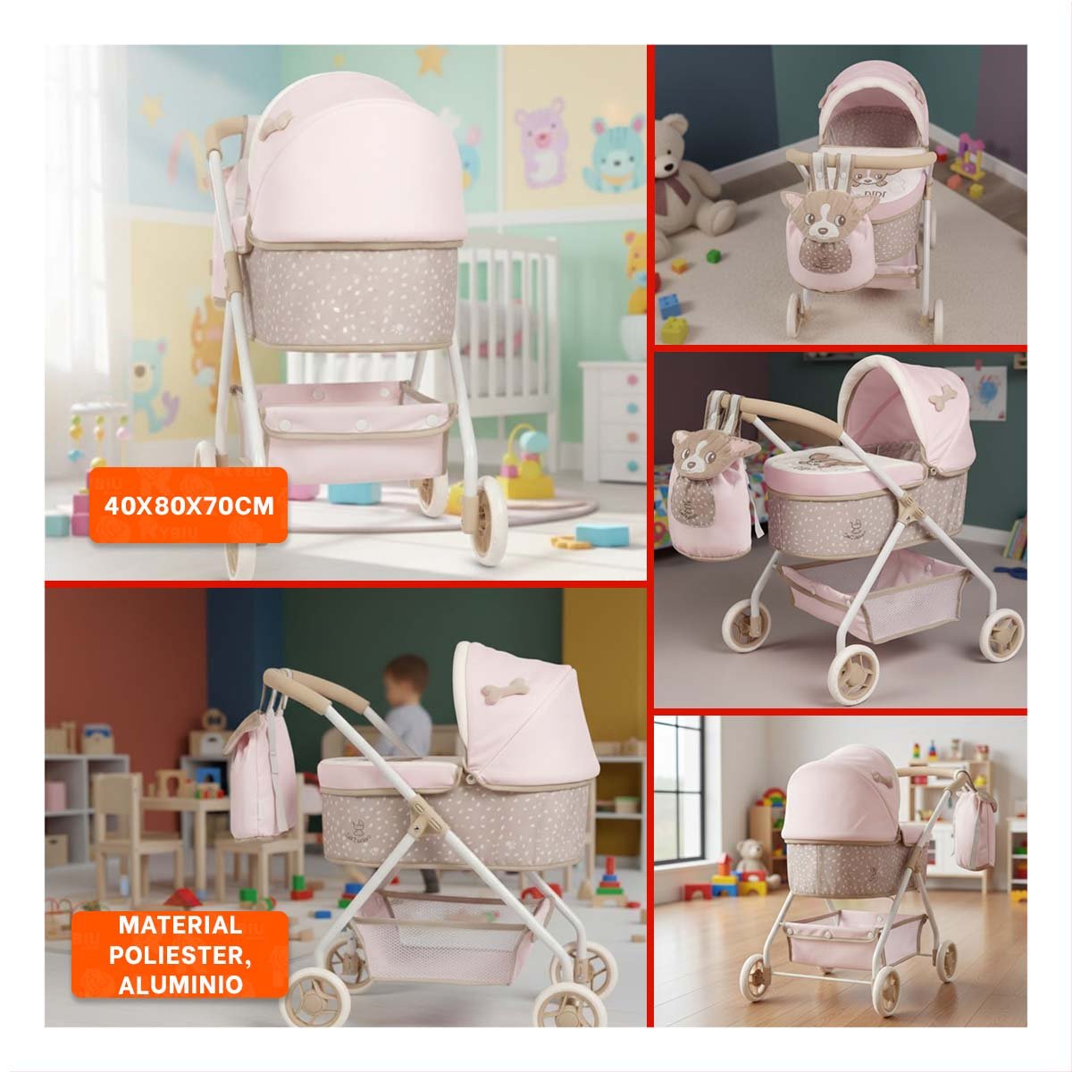 CARREOLA DIDI 3 EN 1 40X80X70CM CON FORMATO VERSATIL PARA JUEGO INFANTIL - 5