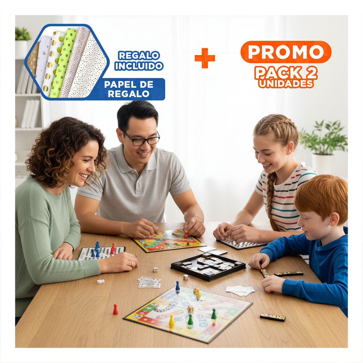 PACK2 TABLERO DE MESA MULTI JUEGOS 12 JUEGOS PARA DIVERSION EN FAMILIA Y+PAPEL REGALO - 1