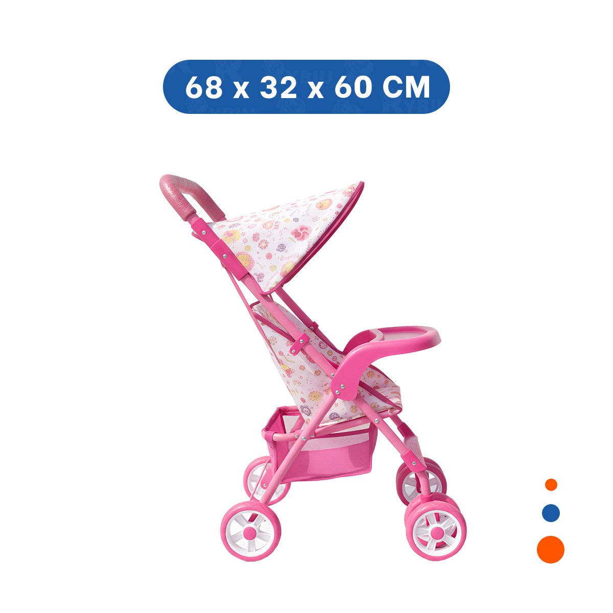 CARRO INFANTIL PARA JUEGO CON IMAGEN FLORES COLORES Y ESTILO VISUAL ROSADO 68CM Y+PAPEL REGALO - 4