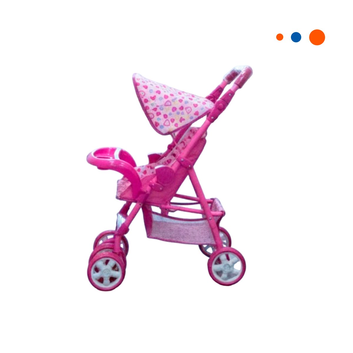 COCHE PARA MUÑECA CON ESTAMPA OSITOS Y CORAZONES PARA NIÑAS ROSADO 68CM Y+REGALO STICKER - 3