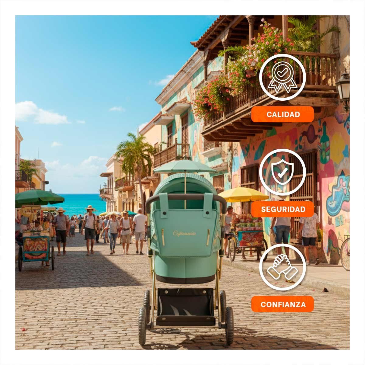 PACK2 TRANSPORTADOR INFANTIL PARA MUNECA REBORN CON SOMBRILLA VERDE 28X70X80CM Y+PAPEL REGALO - 5