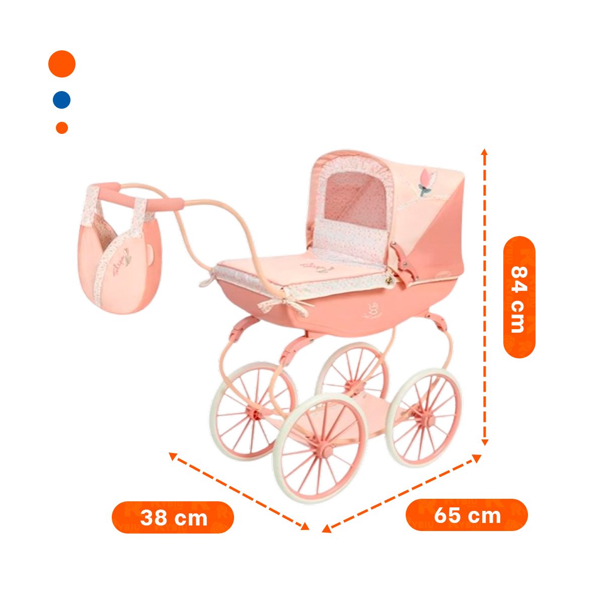 CARRIOLA DE MUNECA REBORN TULIPE ROSADO 38X65X84CM USO INFANTIL Y+POST IT - 4