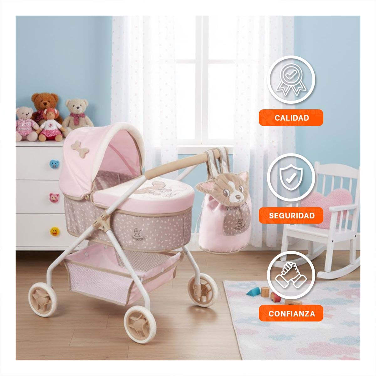 CARREOLA INFANTIL DIDI 3 EN 1 40X80X70CM CON DISENO FUNCIONAL DIARIO Y+PAPEL REGALO - 3