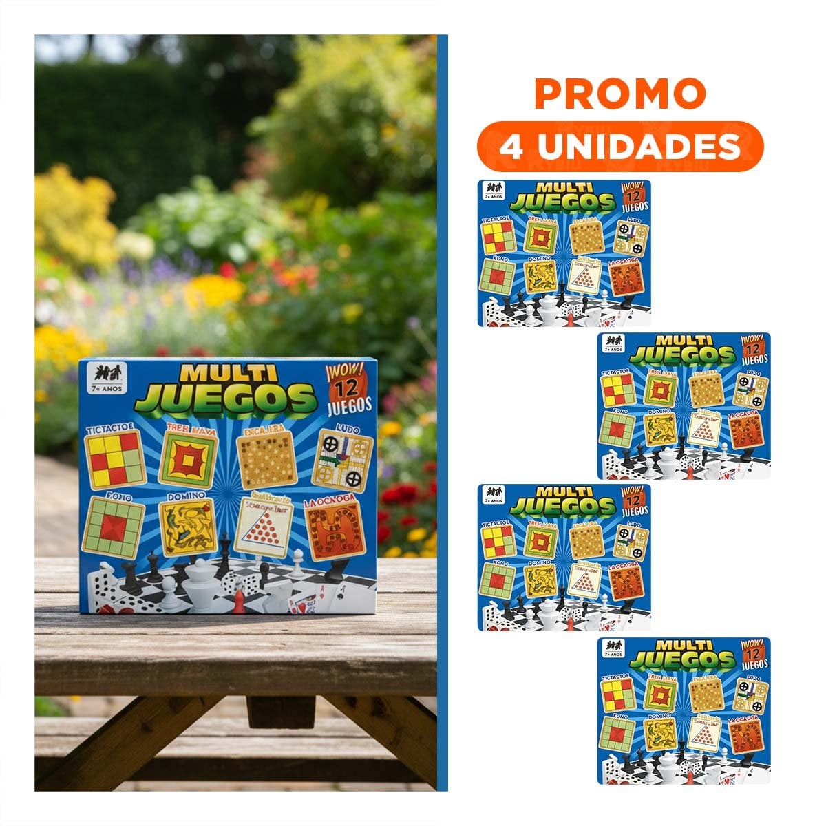 PACK4 TABLERO DE MESA MULTI JUEGOS 12 JUEGOS PARA COMPARTIR EN CASA Y+REGALO STICKER - 1