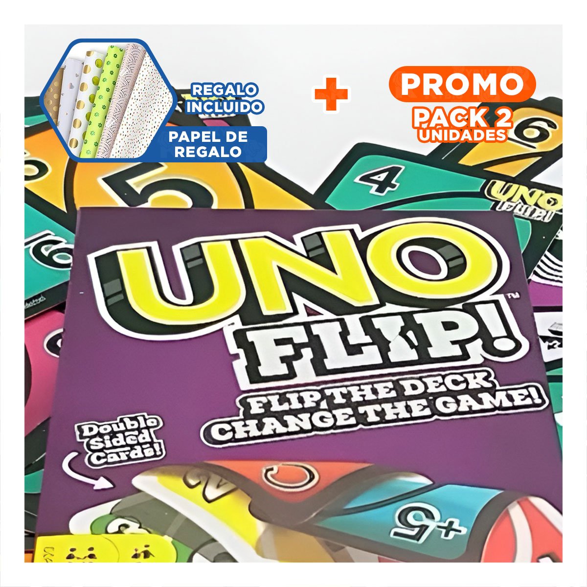 PACK2 DISENO DE CARTAS REVERSIBLES PARA MESA FAMILIAR COMPACTO PORTATIL CASA Y+PAPEL REGALO - 1