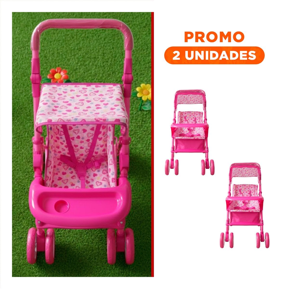 PACK2 TRANSPORTE PARA MUÑECA PENSADO PARA PASEO DE JUEGO CON ESTILO ROSADO 68CM - 1