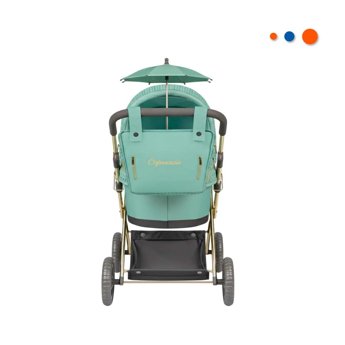 CARREOLA TIPO BEBE CON SOMBRILLA CAPRICCIO VERDE PARA MUNECA REBORN 28X70X80CM Y+REGALO STICKER - 3