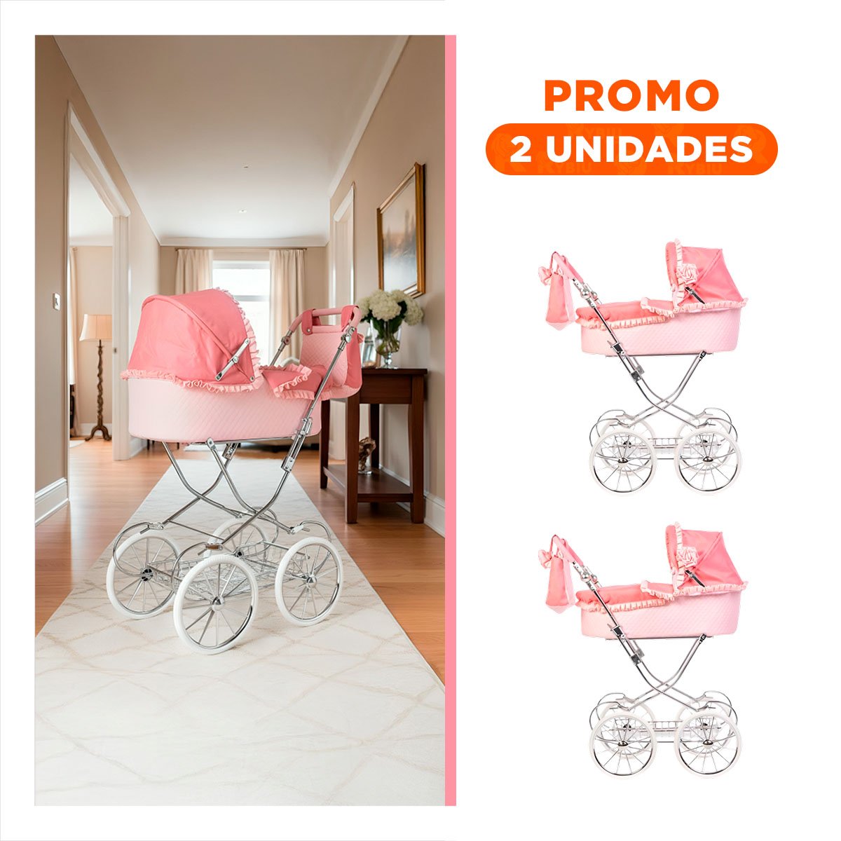 PACK2 PORTADOR DE MUNECA ESTILO CLASICO ESPANOL ROSADO 78X41.5X95CM - 1