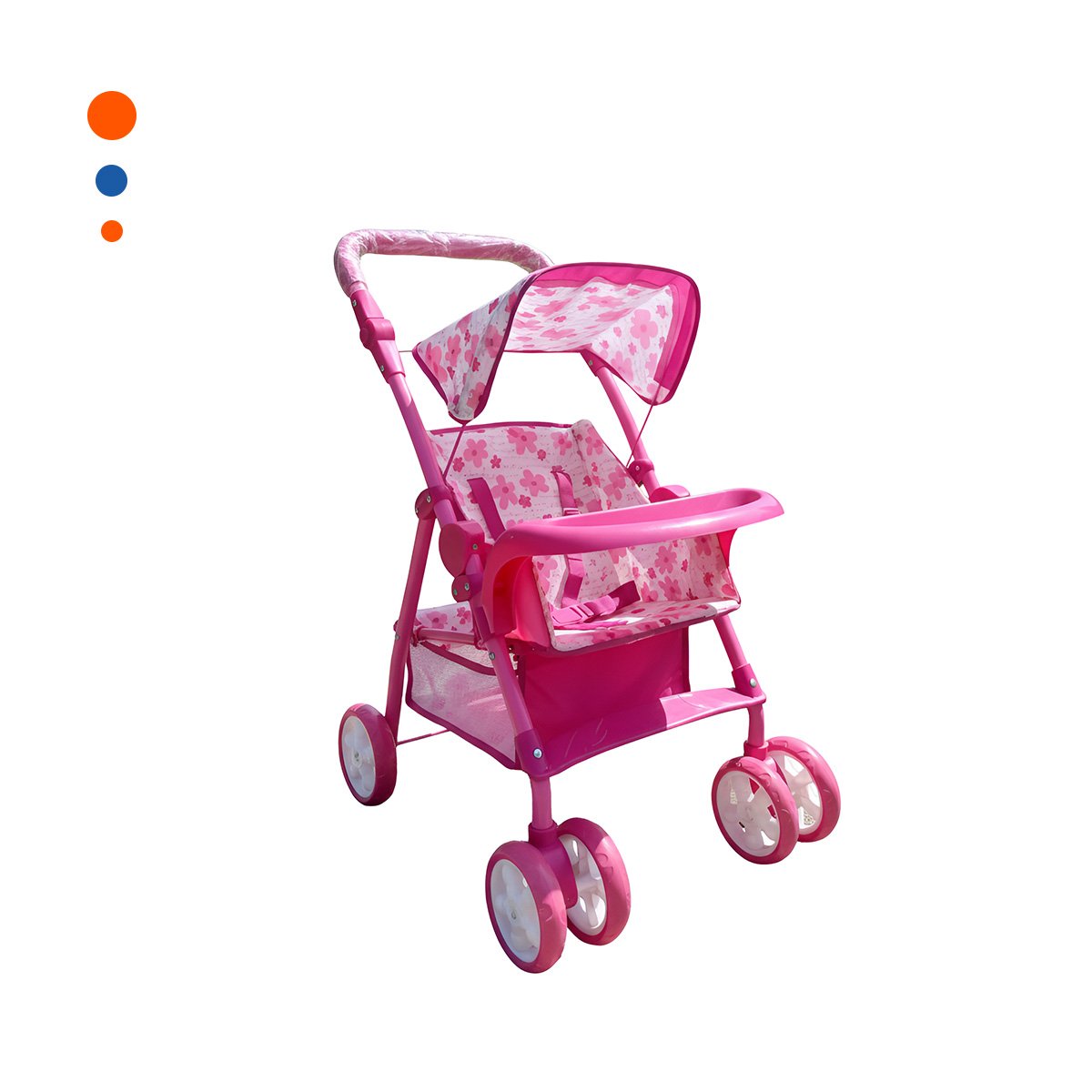 CARRIOLA PARA NENA CON ESTILO FLORAL PARA USO EN CASA EN ROSADO 68CM Y+PAPEL REGALO - 1