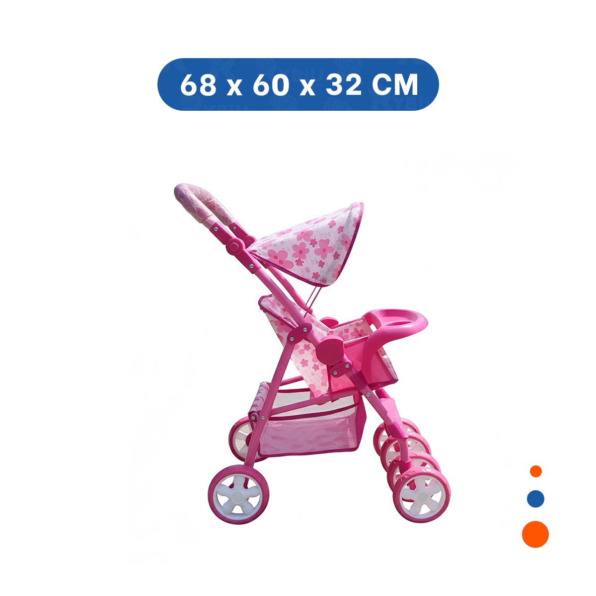 CARRIOLA PARA NENA CON ESTILO FLORAL PARA USO EN CASA EN ROSADO 68CM Y+PAPEL REGALO - 4