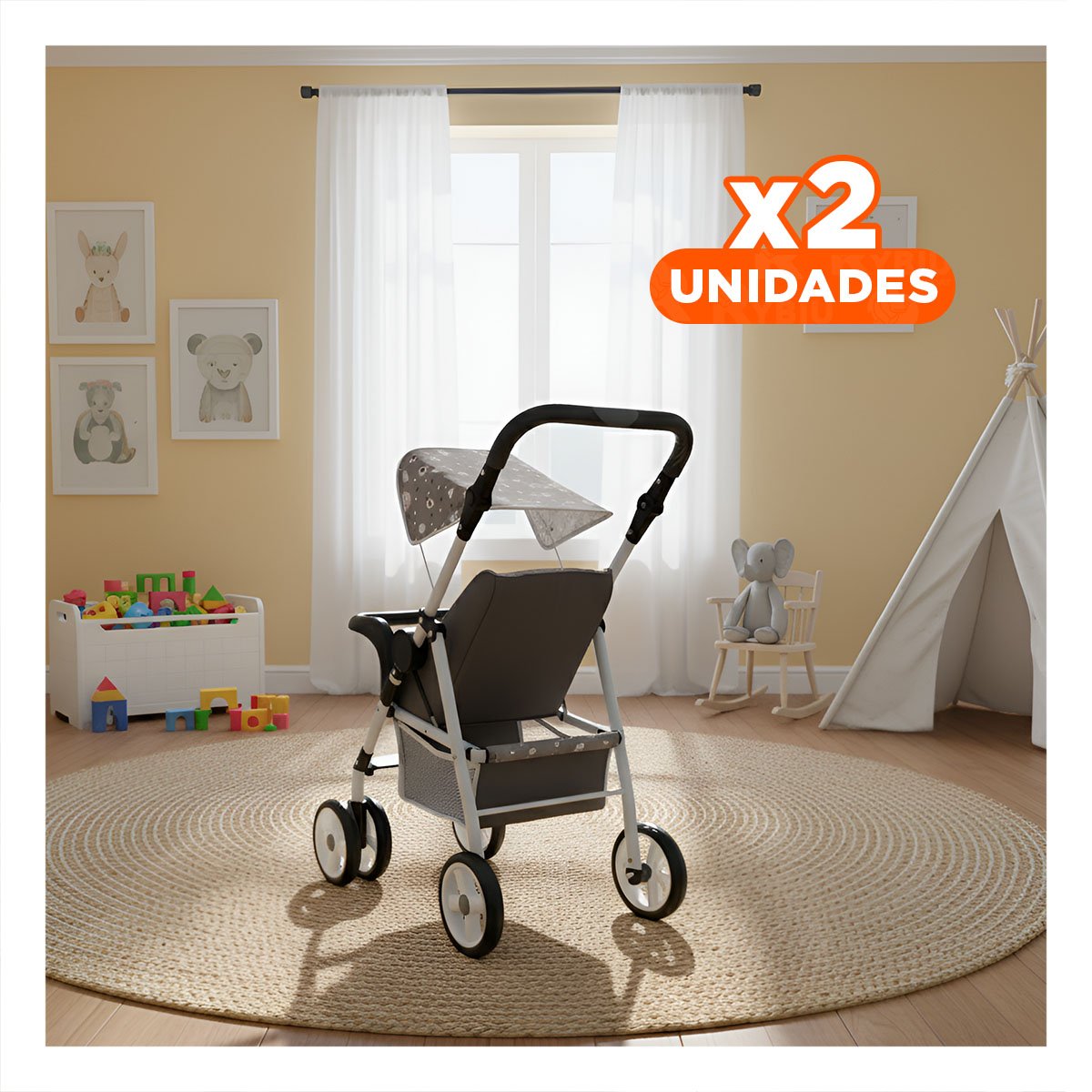 PACK2 TRANSPORTE INFANTIL RODANTE ENFOCADO EN JUEGO IMAGINATIVO 68CM NEGRO Y+REGALO STICKER - 1