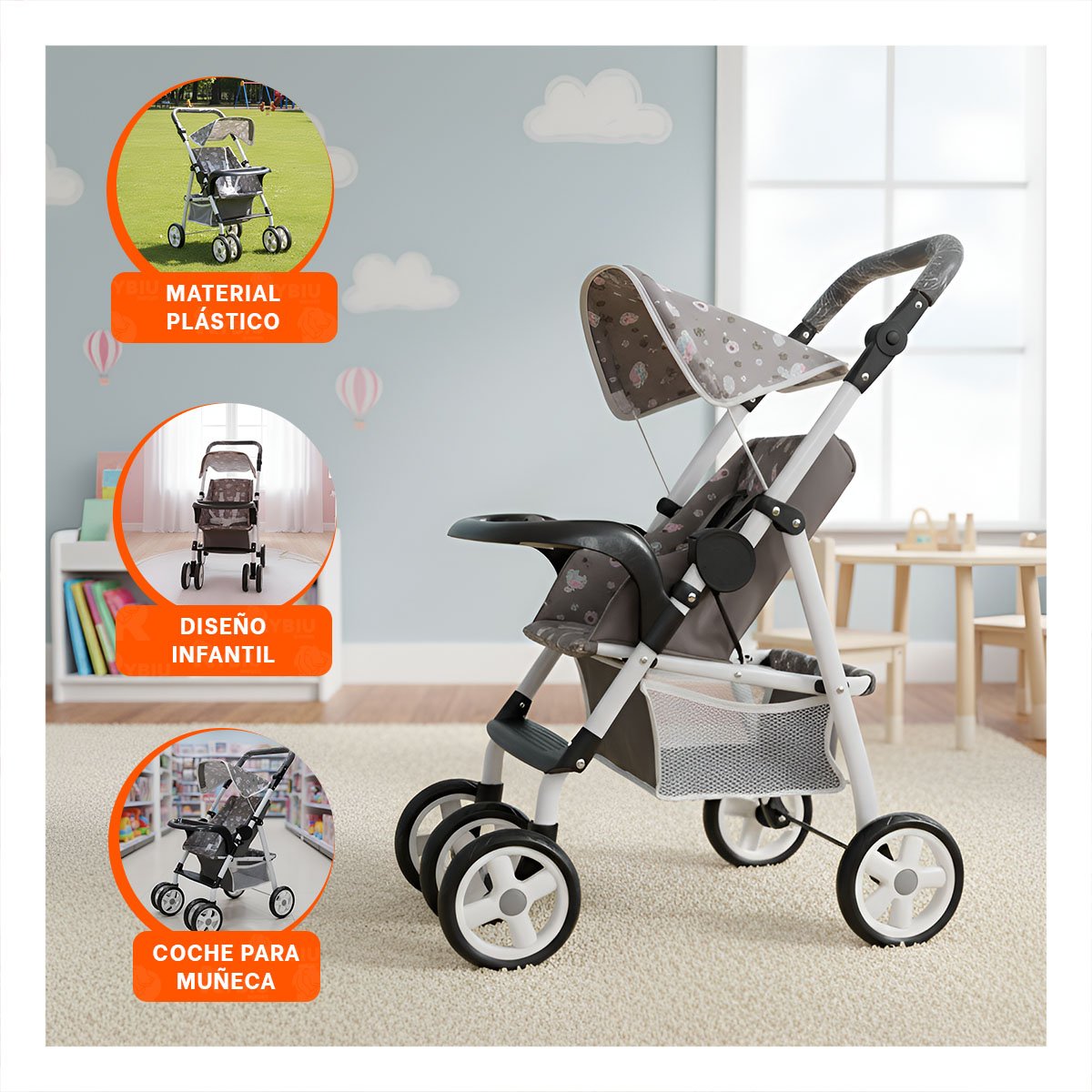 PACK2 JUGUETE INFANTIL CON APARIENCIA DECORATIVA Y ESTILO SUAVE 68CM NEGRO Y+PAPEL REGALO - 5