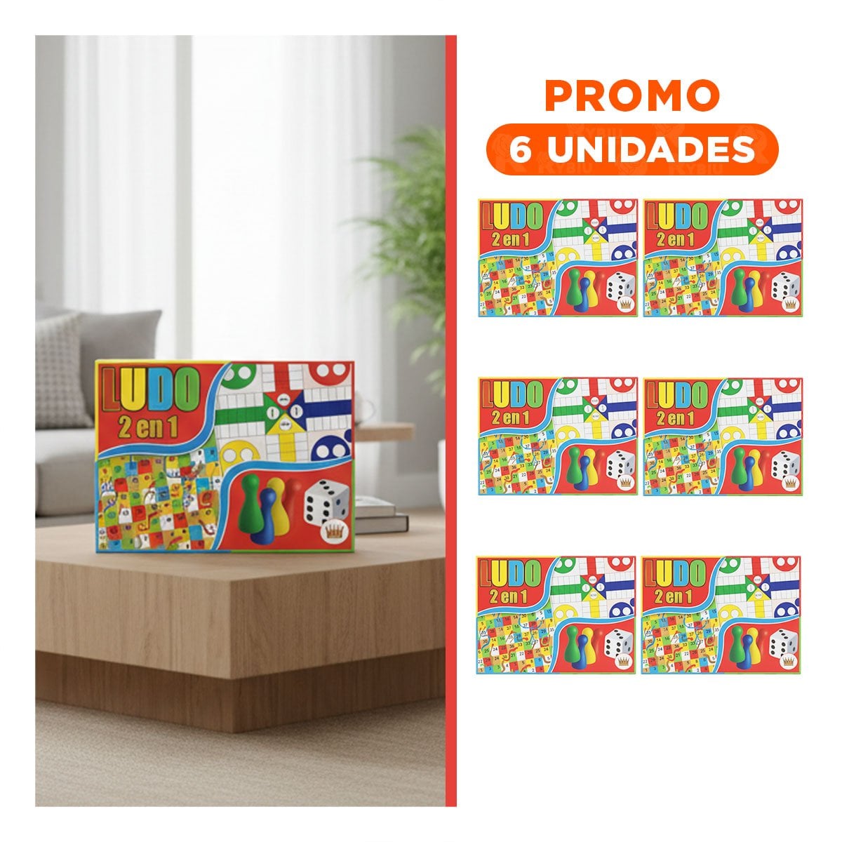 PACK6 PROPUESTA DE MESA LUDO 2 EN 1 FAMILIAR PARA REUNIONES EN HOGAR - 1