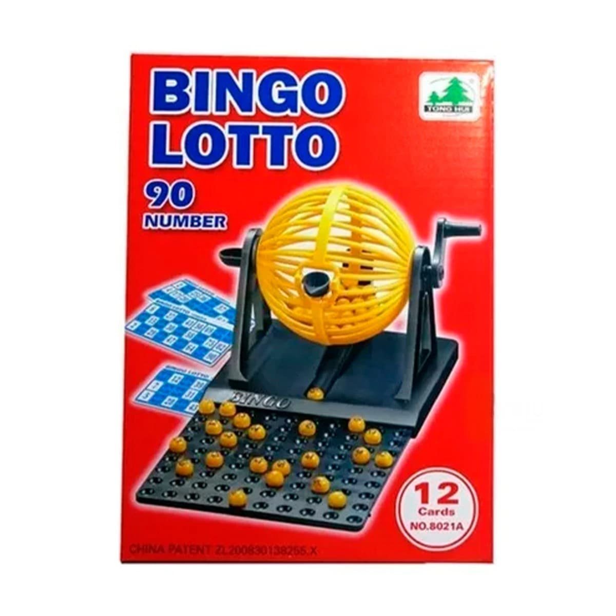 TABLERO FAMILIAR BINGO LOTTO 90 NUMEROS CON 12 CARTAS ROJO PARA HOGAR - 3