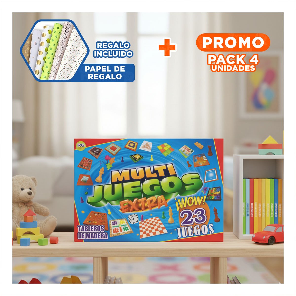 PACK4 PAQUETE DE MESA MULTI JUEGOS EXTRA 23 JUEGOS TRADICIONALES Y+PAPEL REGALO - 1