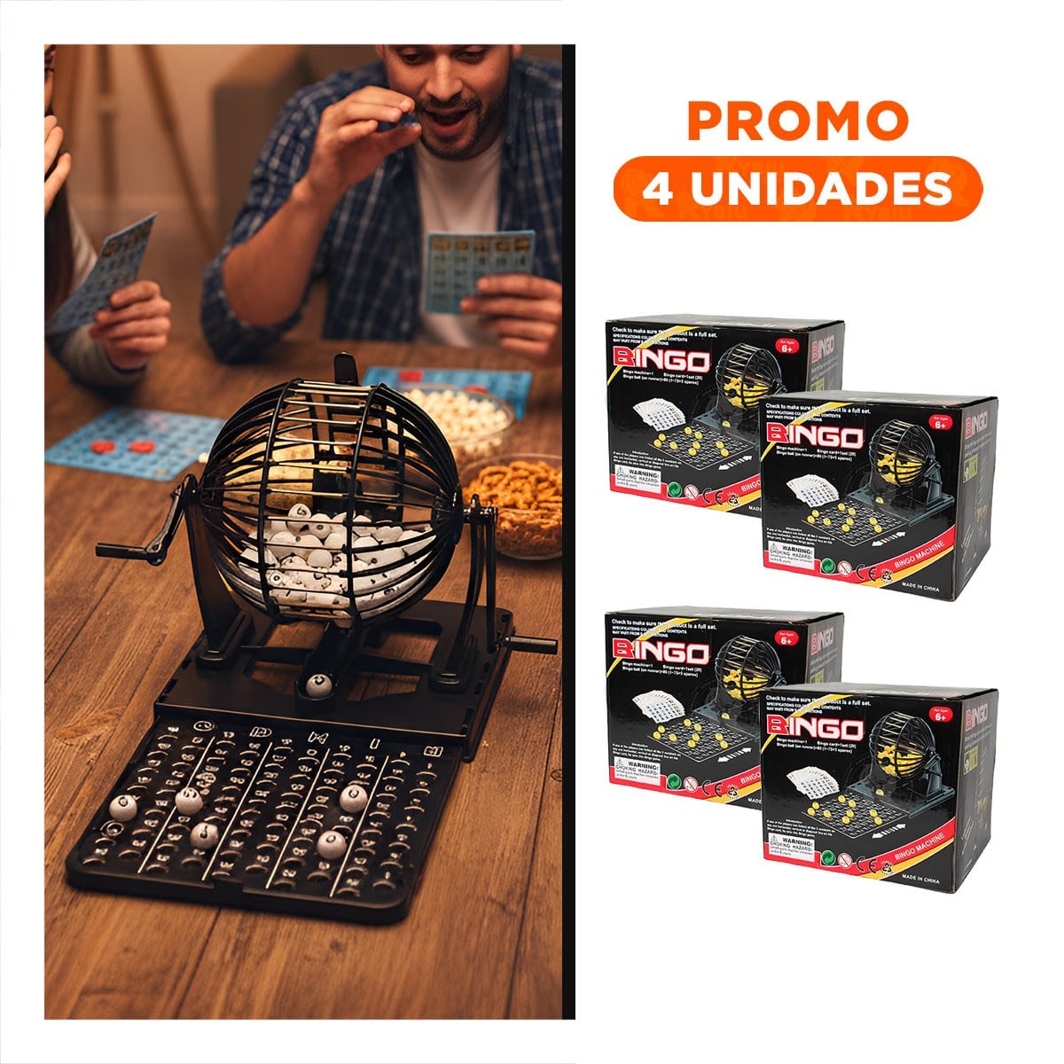 PACK4 KIT DE MESA BINGO MEDIANO CON CENTRO DE METAL NEGRO PARA DIVERSION Y+REGALO STICKER - 1