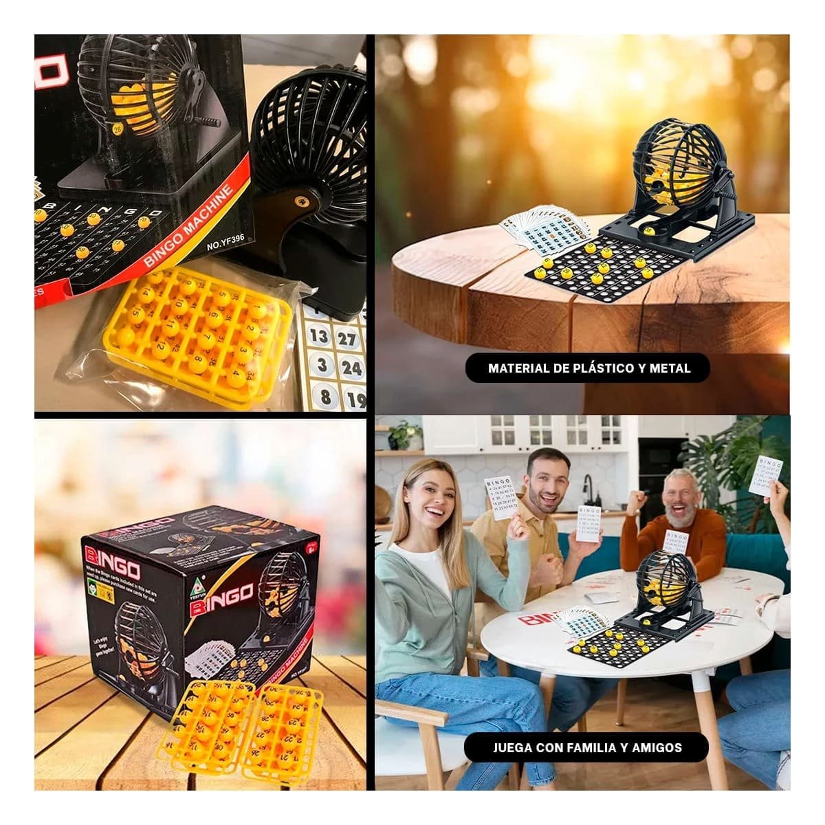 PACK4 KIT DE MESA BINGO MEDIANO CON CENTRO DE METAL NEGRO PARA DIVERSION Y+REGALO STICKER - 2