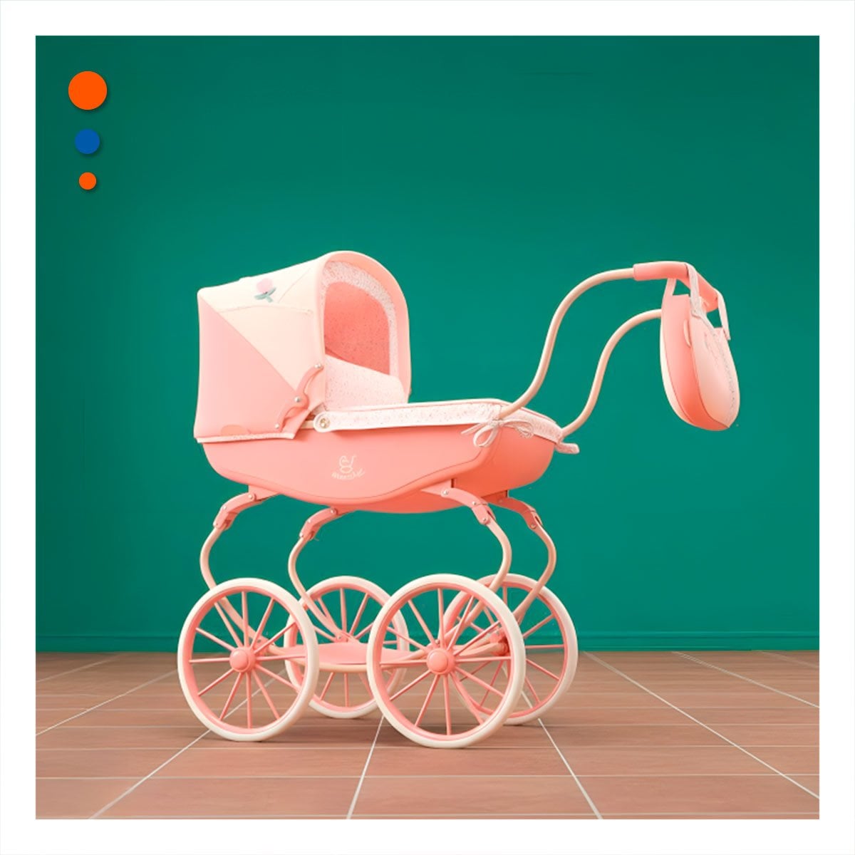CARRIOLA DE MUNECA REBORN VINTAGE TULIPE ROSADO 38X65X84CM ESTILO CLASICO - 1