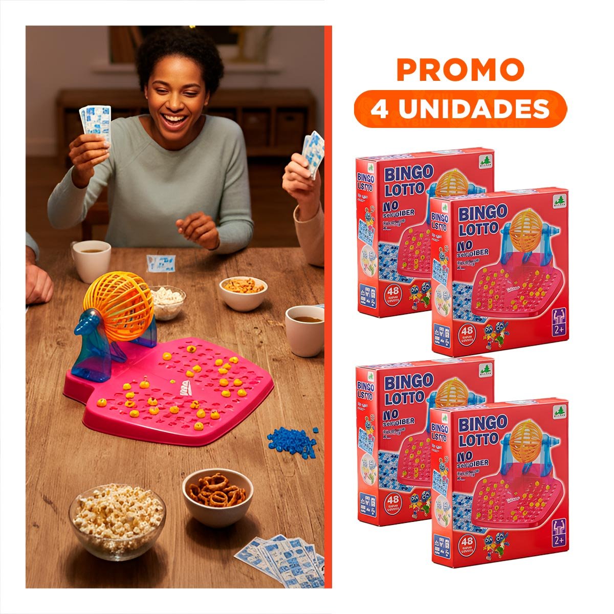 PACK4 PASATIEMPO SOCIAL BINGO FAMILIAR PARA REUNIONES Y+REGALO STICKER - 1