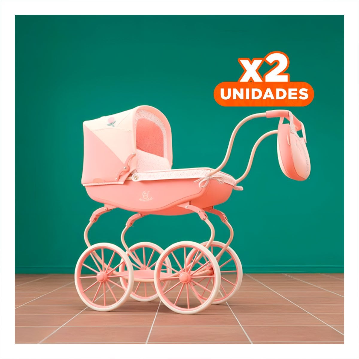 PACK2 CARRO DE MUNECA REBORN VINTAGE TULIPE ROSADO 38X65X84CM DISENO CLASICO Y+REGALO STICKER - 1