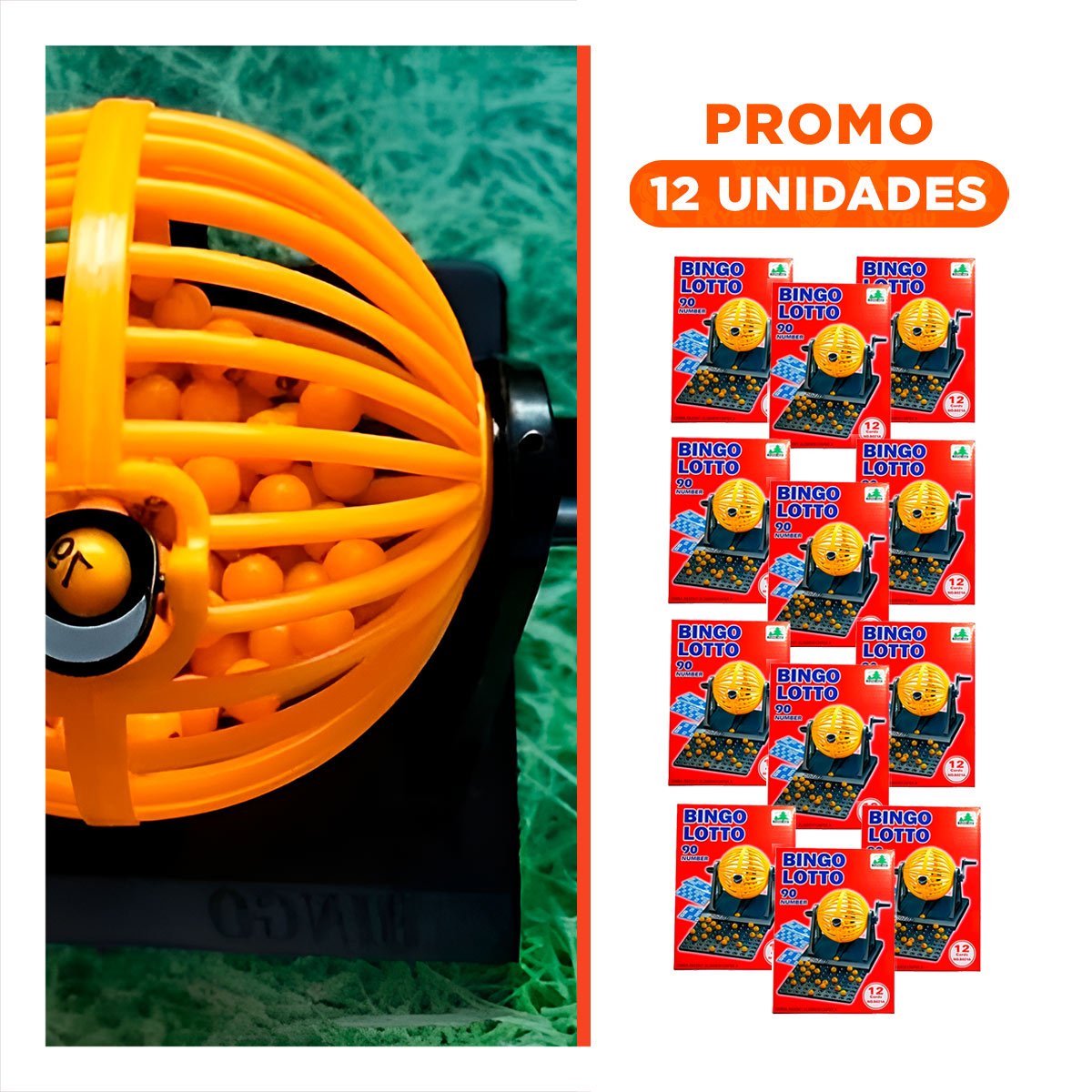 PACK12 REUNION BINGO LOTTO 90 NUMEROS CON 12 CARTAS ROJO PARA MOMENTOS Y+REGALO STICKER - 1