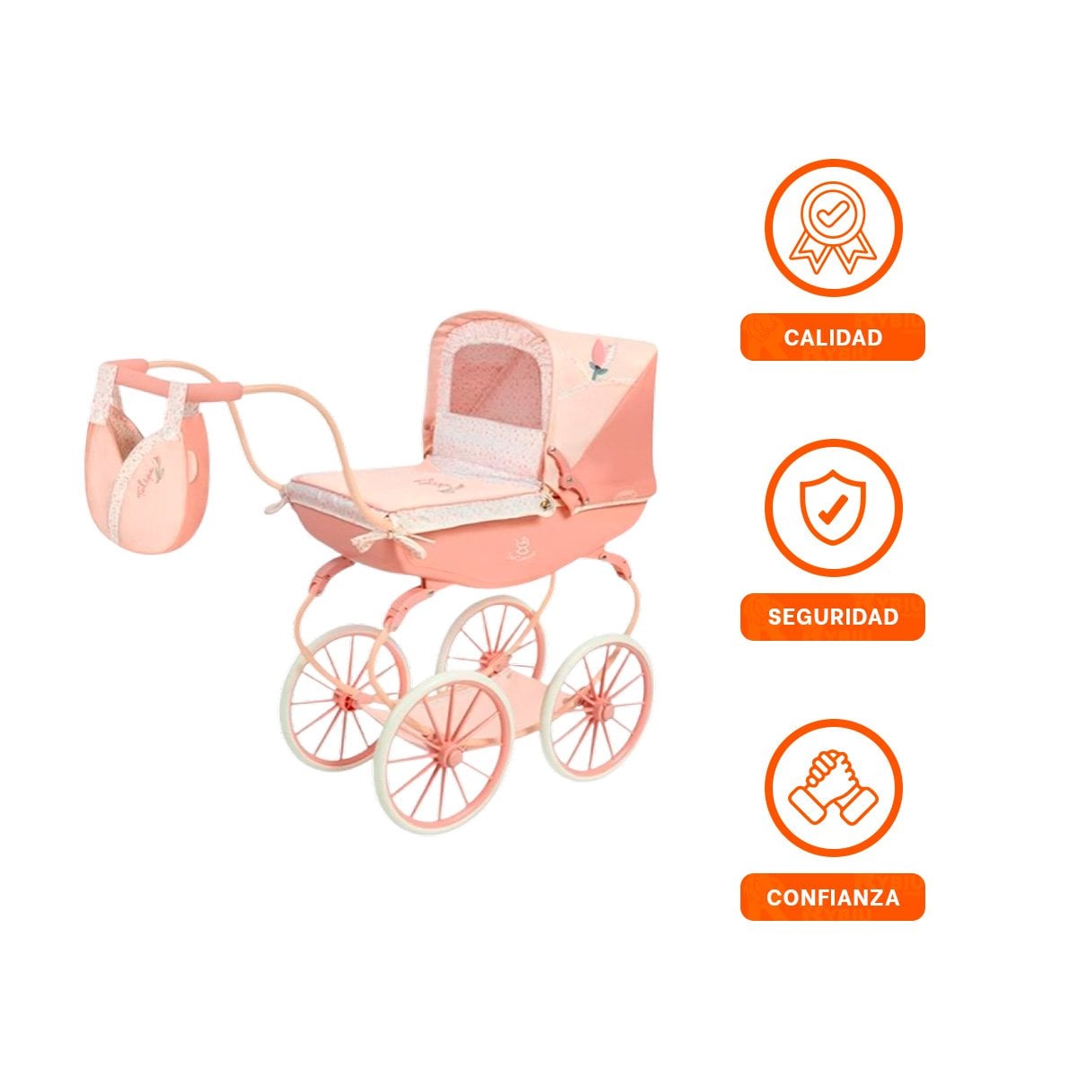 CARRIOLA DE MUNECA REBORN TULIPE ROSADO 38X65X84CM PARA MUNECAS REBORN Y+LIGAS REGALO - 3