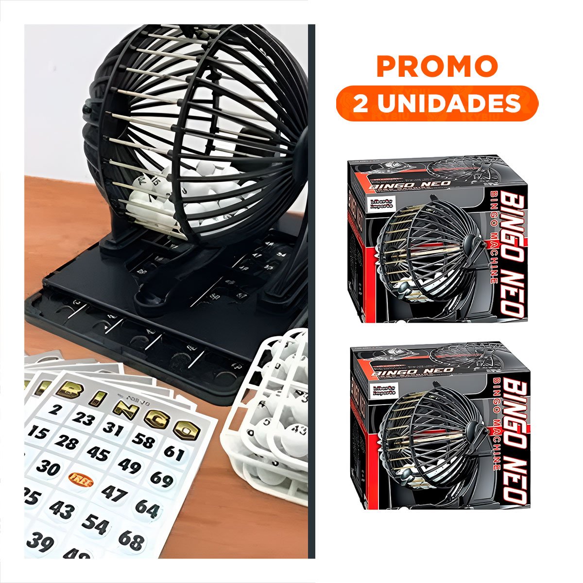 PACK2 SET RECREATIVO DE BINGO NEGRO CON CENTRO DE METAL PARA COMPARTIR EN FAMILIA - 1