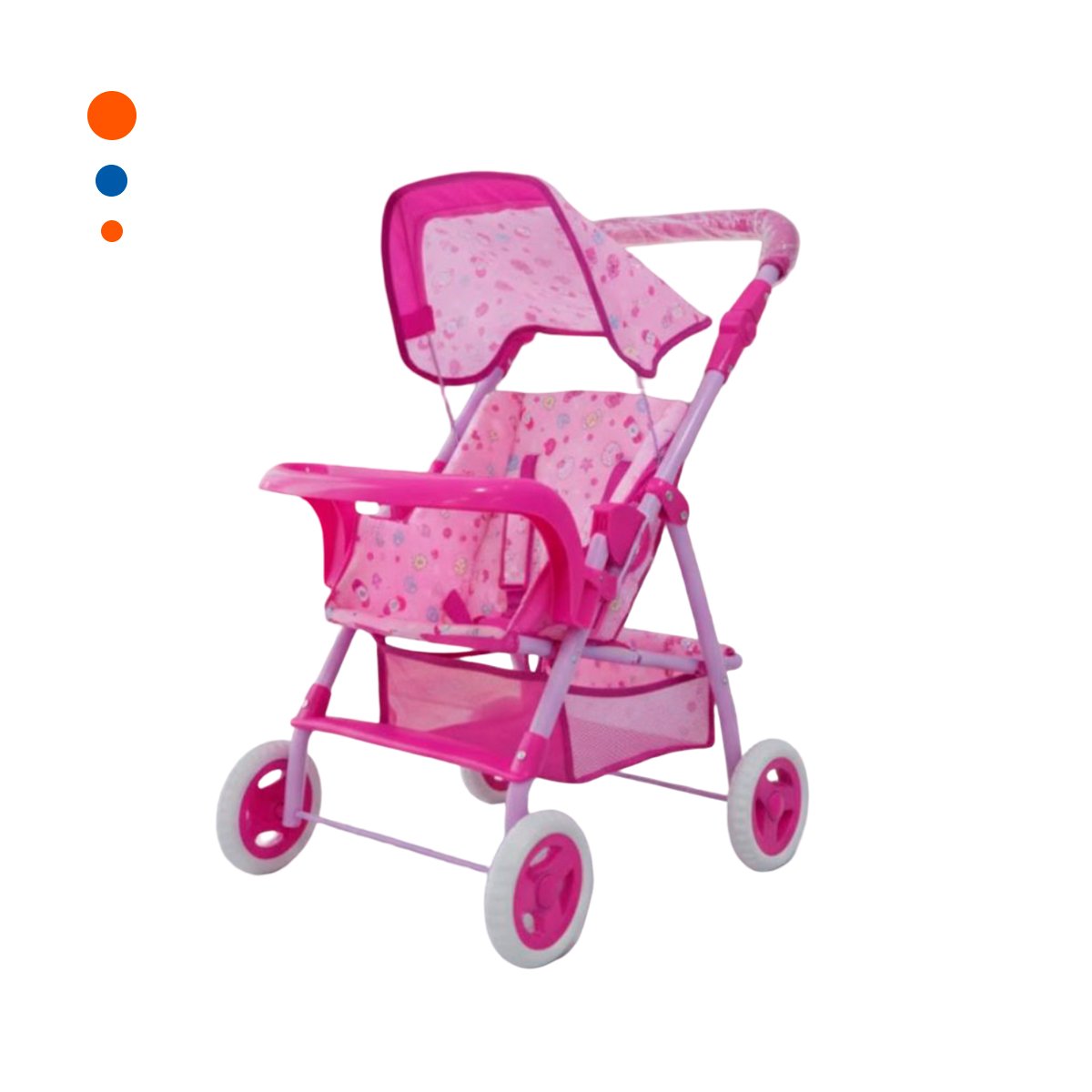 CARRO INFANTIL PARA MUÑECA CON ESTILO DULCE CARAMELOS PARA JUEGO ROSADO 68CM Y+PAPEL REGALO - 1