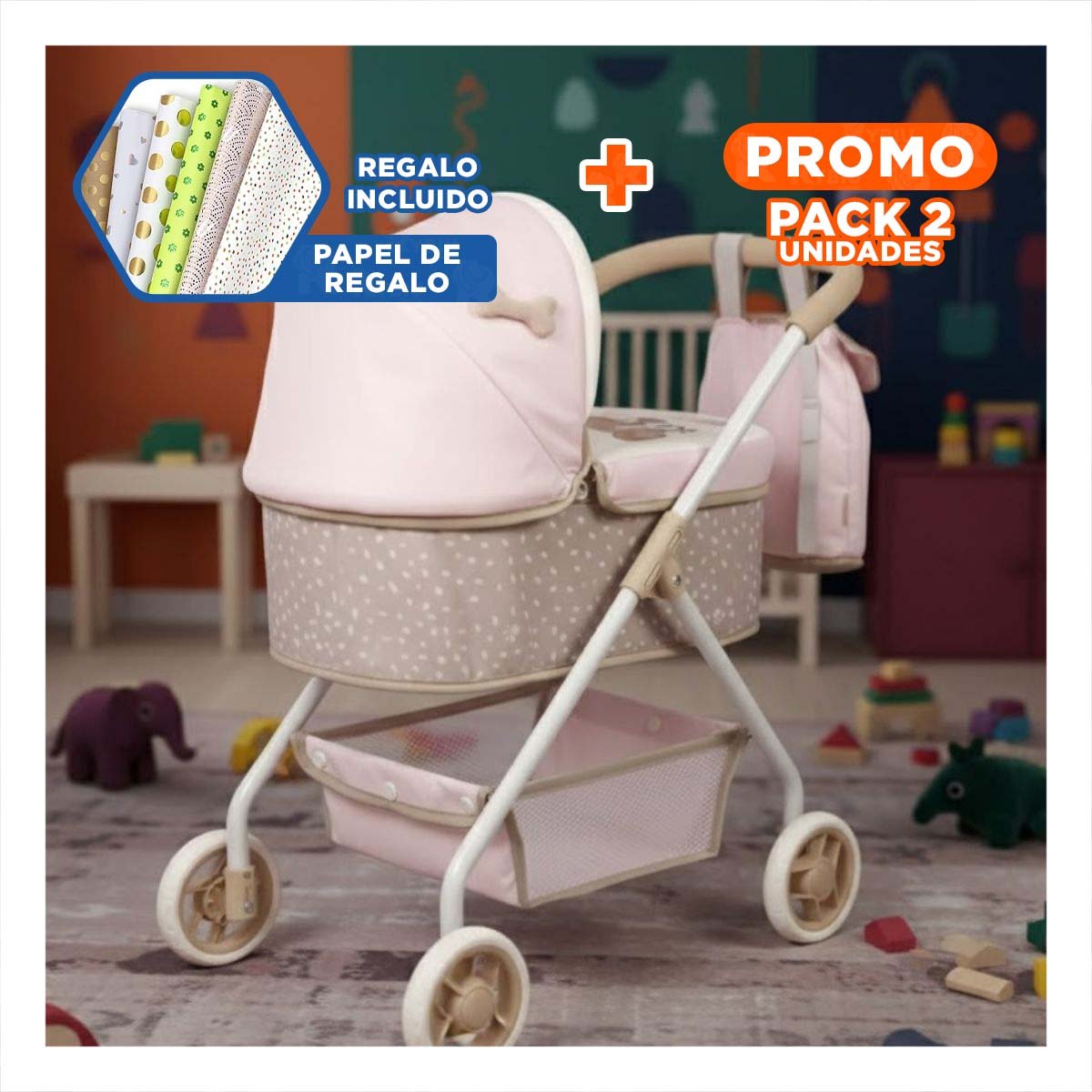 PACK2 TRANSPORTADOR INFANTIL DIDI 3 EN 1 40X80X70CM CON DISENO ADAPTABLE Y+PAPEL REGALO - 1