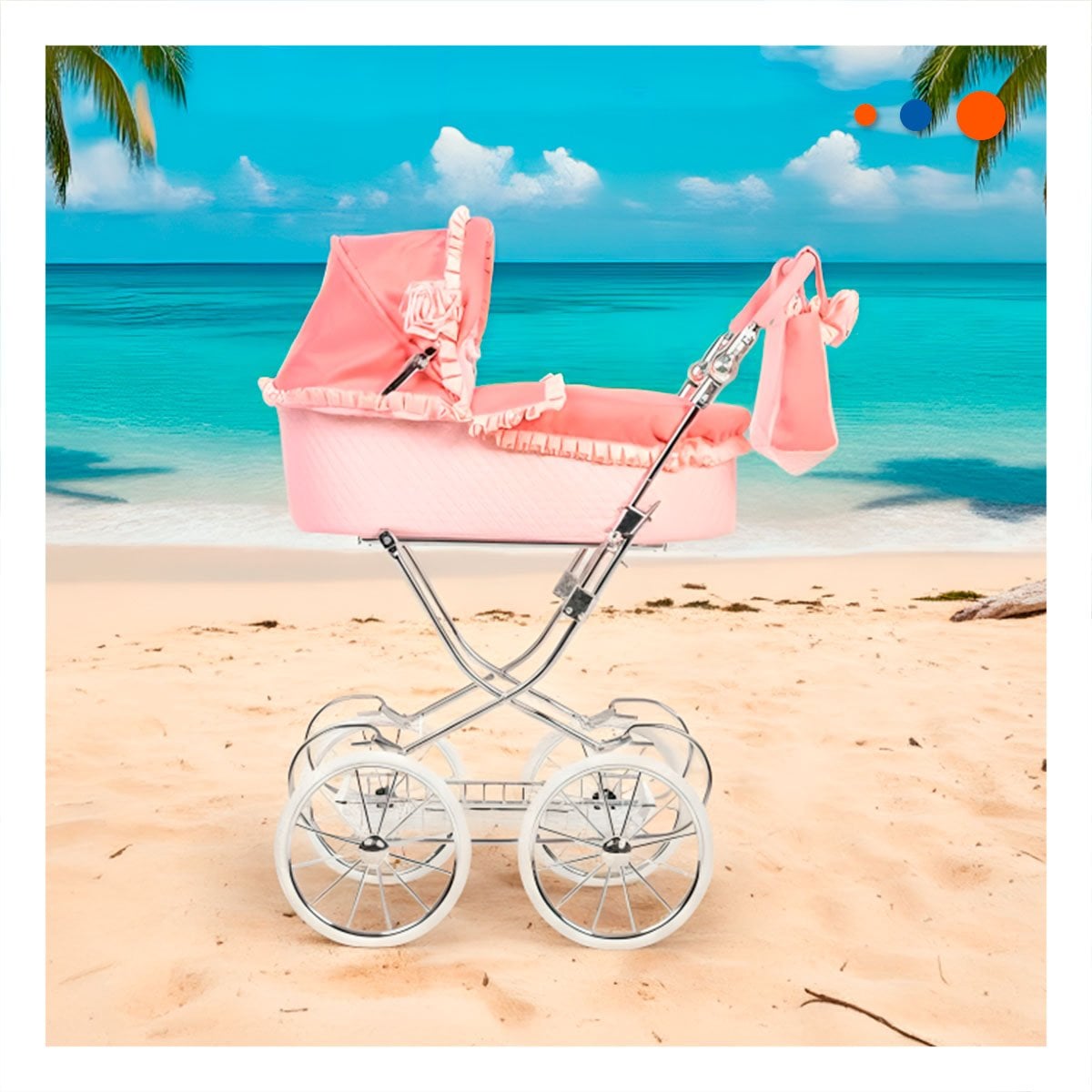 PACK2 PORTADOR DE MUNECA MODELO CLASICO ROSADO 78X41.5X95CM INFANTIL Y+REGALO STICKER - 3