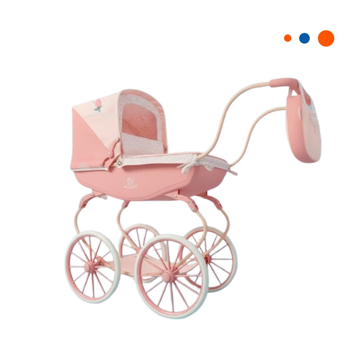 CARRIOLA DE MUNECA REBORN VINTAGE TULIPE ROSADO 38X65X84CM DISENO RETRO Y+REGALO STICKER - 3