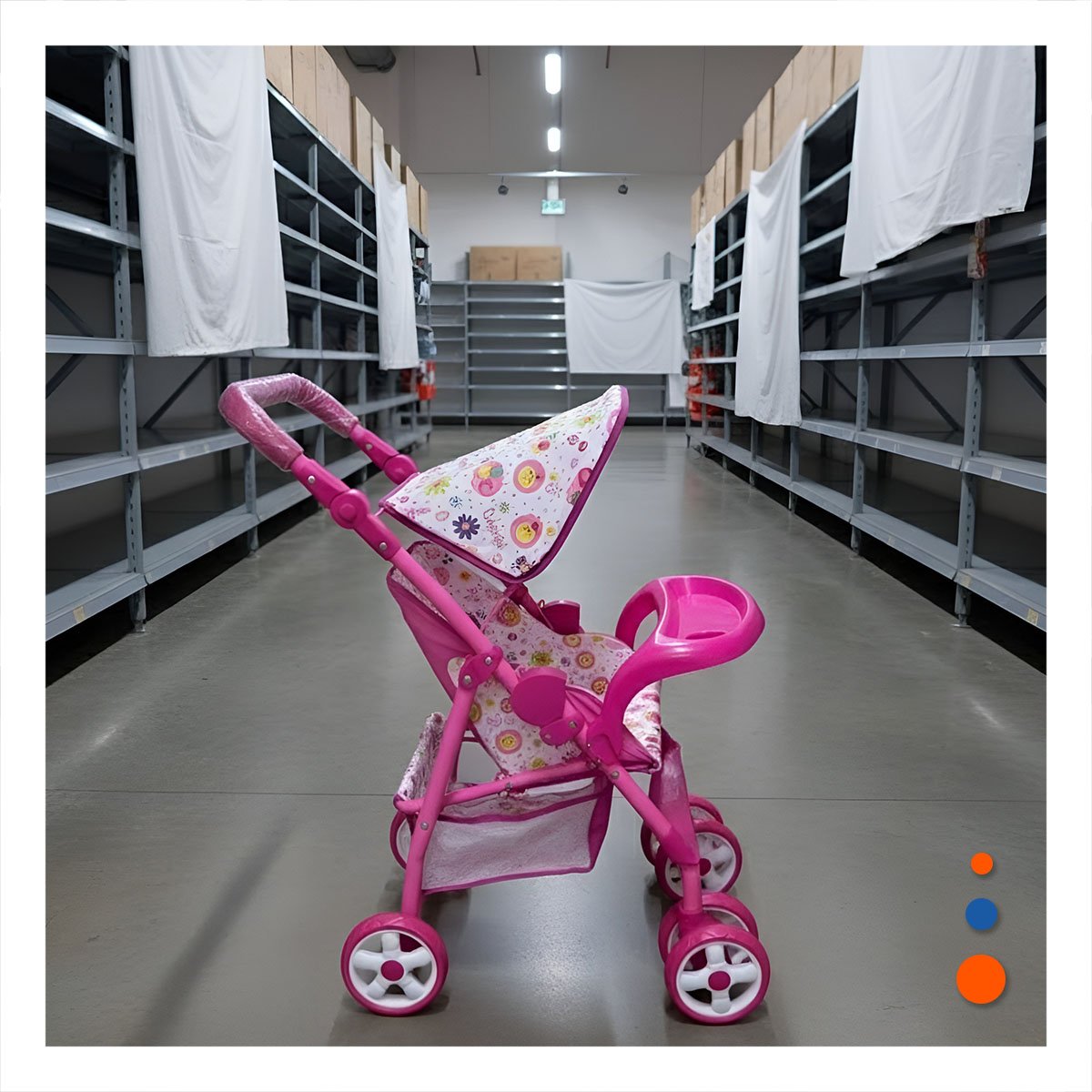 CARRO INFANTIL PENSADO PARA JUEGO CON GRAFICA FLORES COLORES ROSADO 68CM Y+LIGAS REGALO - 1