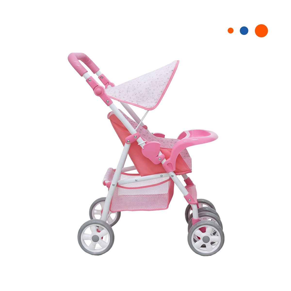 CARRO PARA BEBE DE JUGUETE CON ESTILO CLASICO FLORAL ROSADO 68CM Y+REGALO STICKER - 3