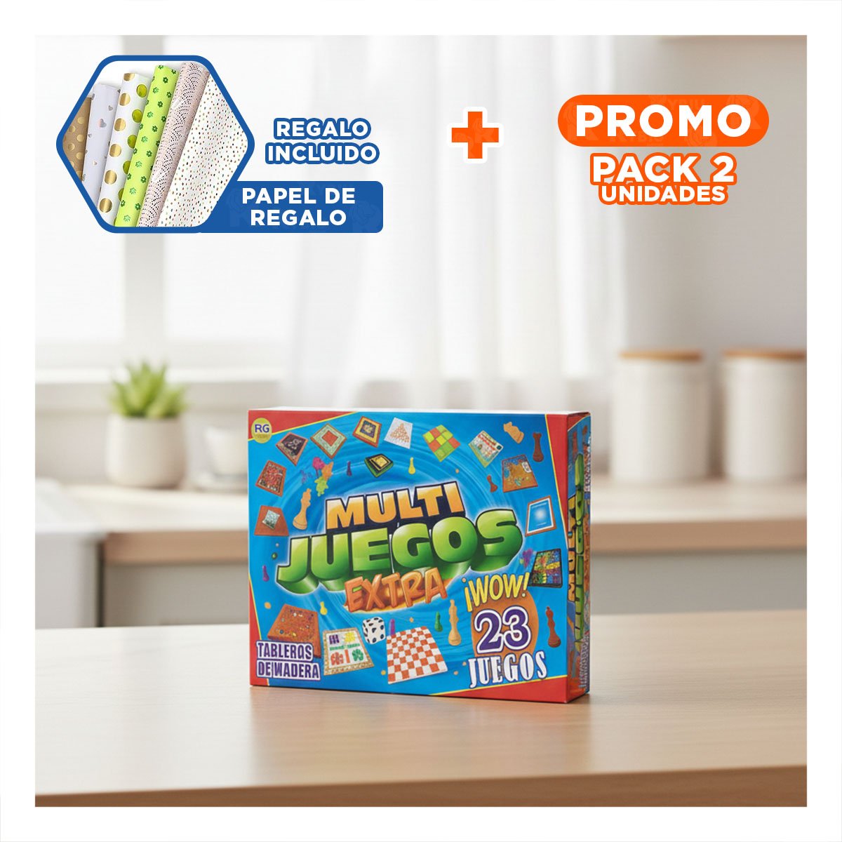 PACK2 PAQUETE DE MESA MULTI JUEGOS EXTRA 23 JUEGOS PARA JUEGOS FAMILIARES Y+PAPEL REGALO - 1