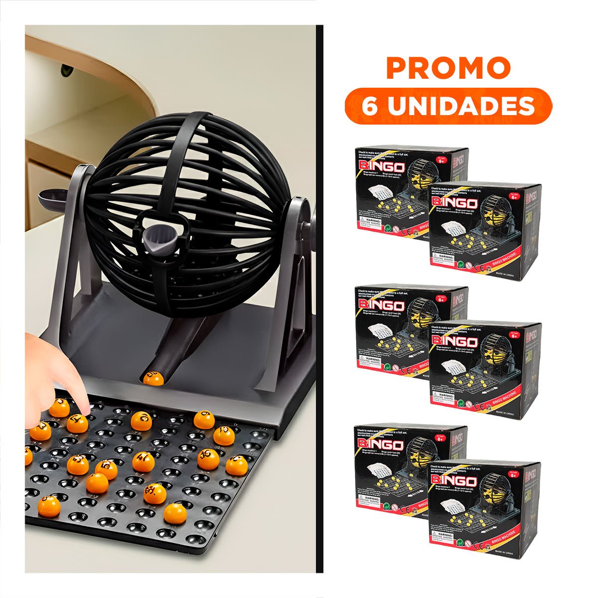 PACK6 ACCESORIO CLASICO BINGO MEDIANO CON CENTRO DE METAL NEGRO PARA HOGAR - 1