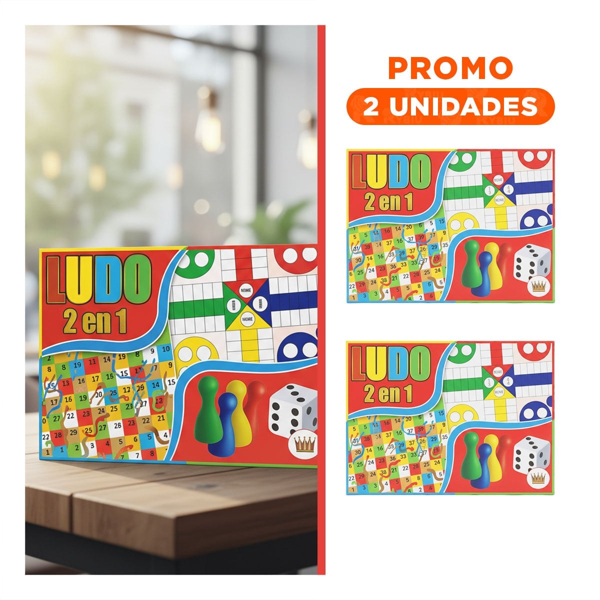 PACK2 PAQUETE DE MESA LUDO 2 EN 1 FAMILIAR PARA REUNIONES EN CASA - 1